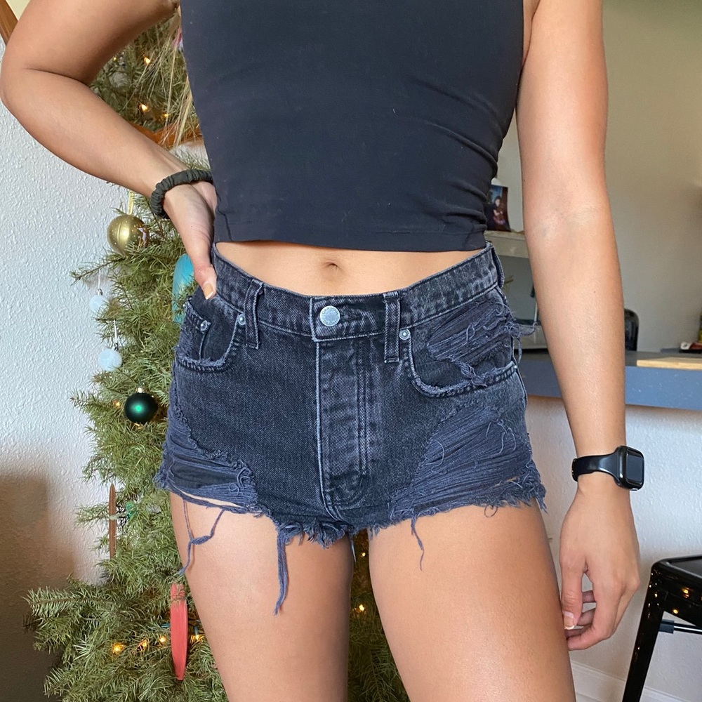 Carmar Denim Ripped Black Shorts High Rise LF